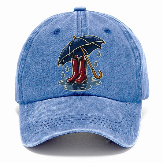 Rainy Day Umbrella And Wellington Boots Uk Culture Heritage Classic Cap – Summer Sky