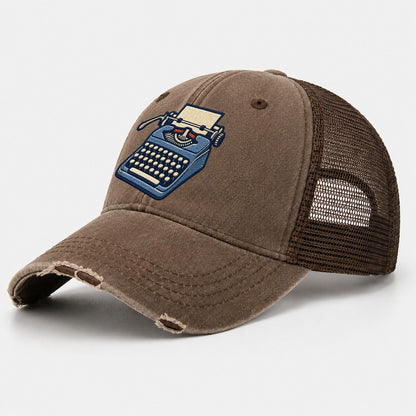 Manual Typewriter Tiny Solo Marks Washed Trucker Hat – Coffee