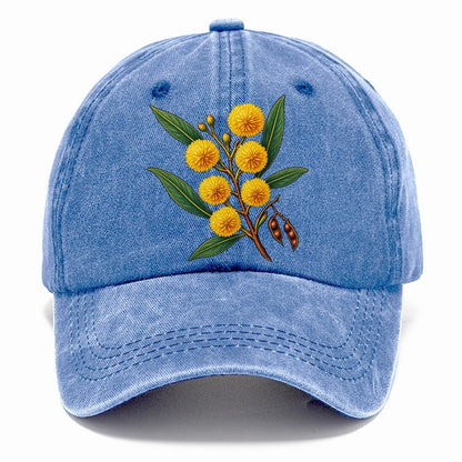Golden Wattle Flowering Sprig Australia Cultural Icons Classic Cap – Summer Sky