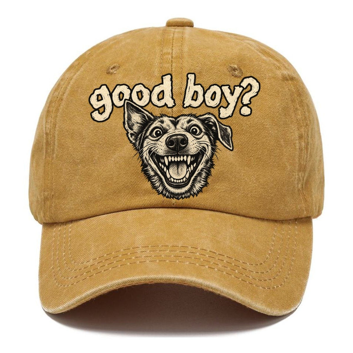 A Wide Eyed Feral Mongrel Head Grinning Straight At The Viewer Bark For Me Classic Cap – Golden Harvest