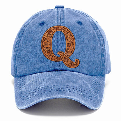 Tooled Leather Q Monogram Classic Cap – Summer Sky