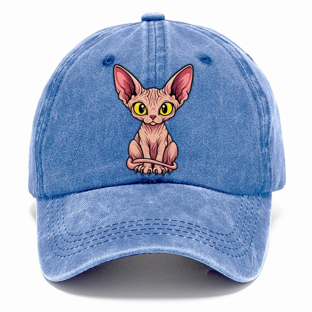 Sphynx Sitting Wrapped Peeking Cats Classic Cap – Summer Sky