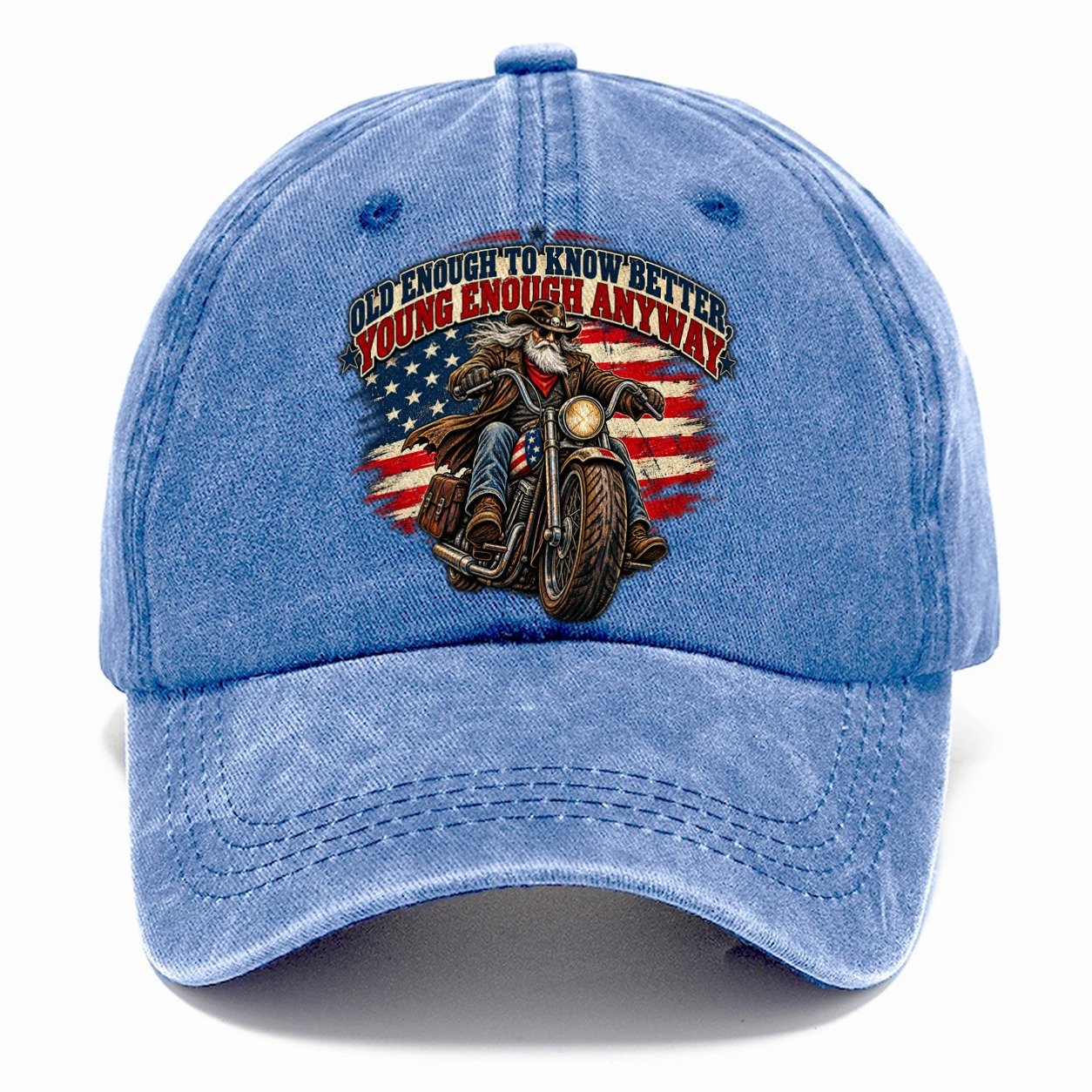 Old Enough To Know Better Young Enough Anyway Old Man Strong Classic Cap – Summer Sky