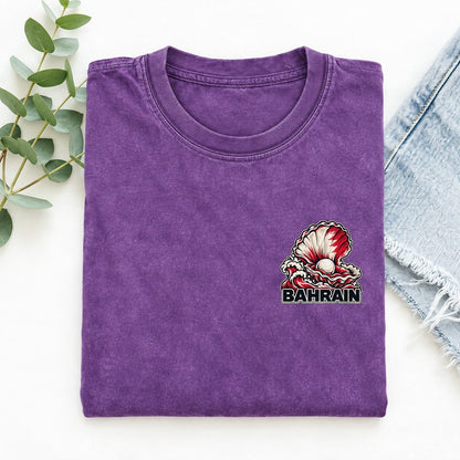 Bahrain Country Pride Left Chest Vintage T-shirt – Purple
