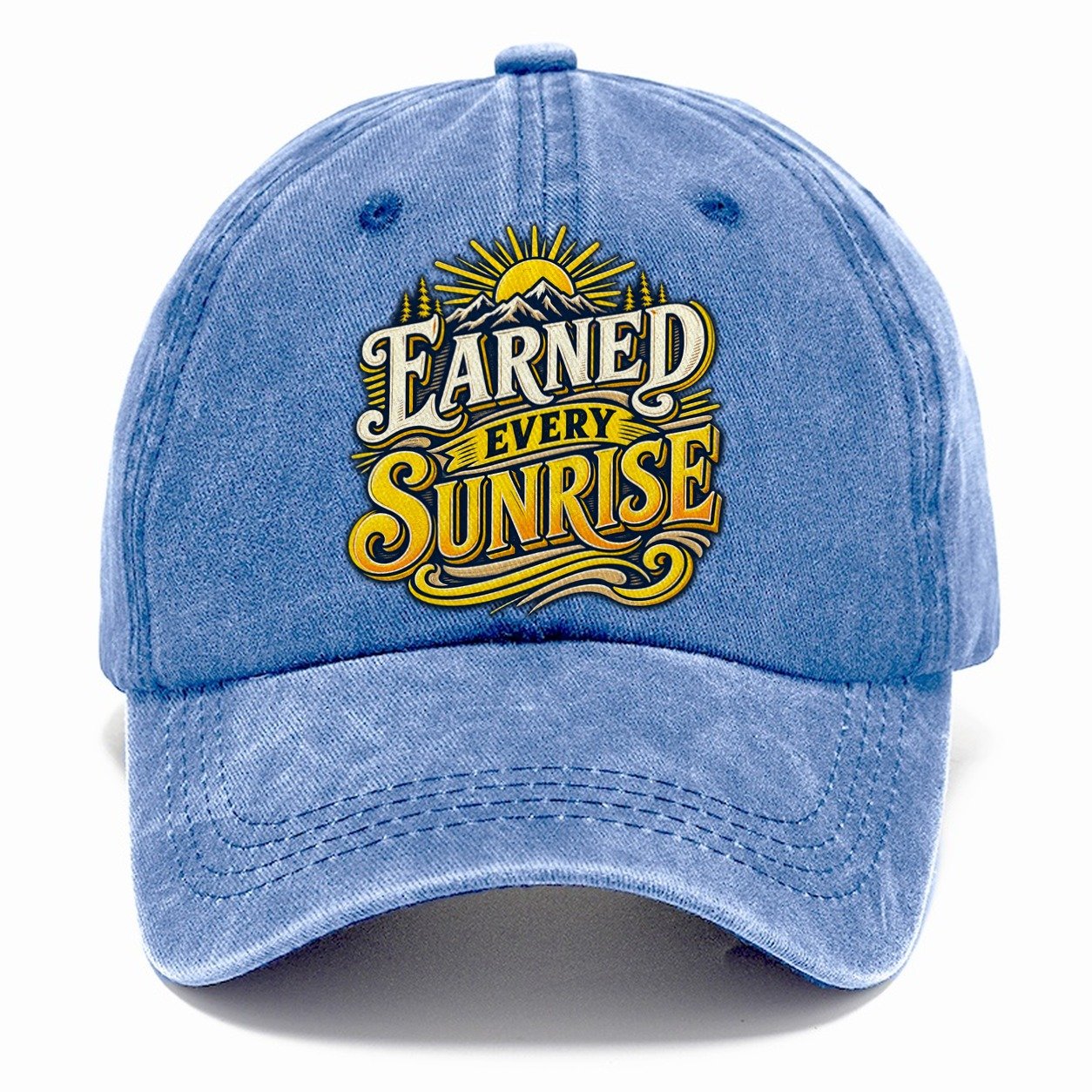 Earned Every Sunrise Retired Living Classic Cap – Summer Sky