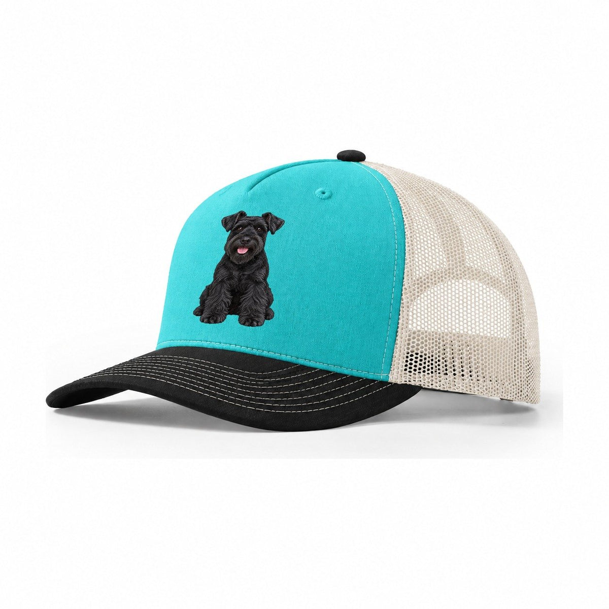 Black Miniature Schnauzer Trucker Hat – Aqua Black White