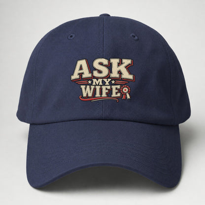 Ask My Wife American Wit Baseball Cap – Twilight Navy