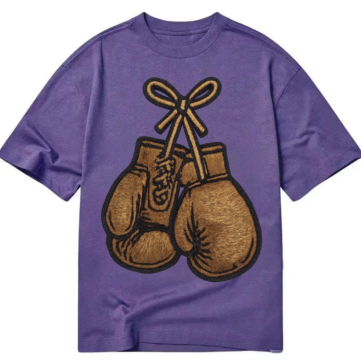 Boxing Gloves Vintage Leather Boxing Gloves With Laces Cross Classic T-shirt – Purple