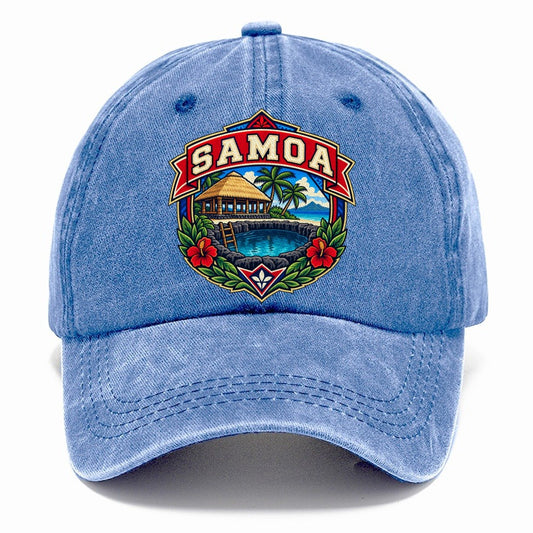 Samoa Retro Badge Country Logos Classic Cap – Summer Sky