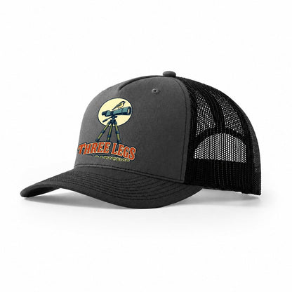 Three Legs And Patience Birdwatching Trucker Hat – Dark Grey Black