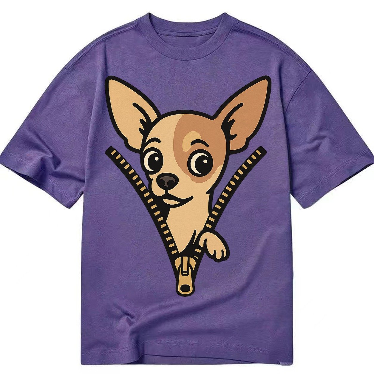 Chihuahua Apple Head Large Pointed Ears Big Round Eyes Tiny Classic T-shirt – Purple