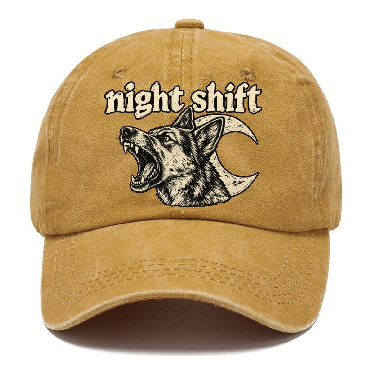 A Barking Dog Head Overlapping A Crescent Moon Bark For Me Classic Cap – Golden Harvest