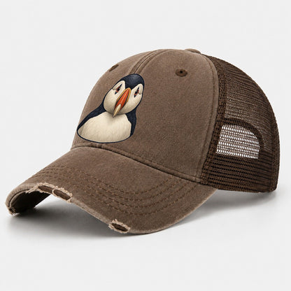 Puffin Bill Study Birdwatching Washed Trucker Hat – Coffee