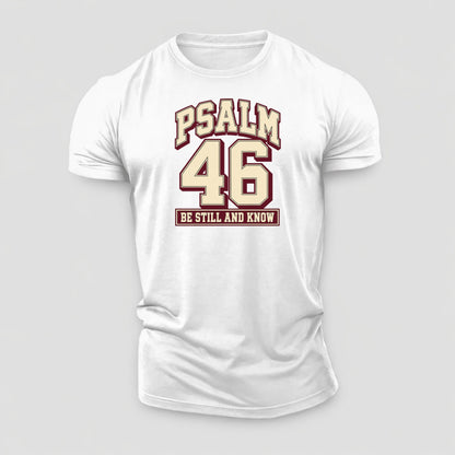 Psalm 46 Varsity Chapel Varsity Cotton T-Shirt – White