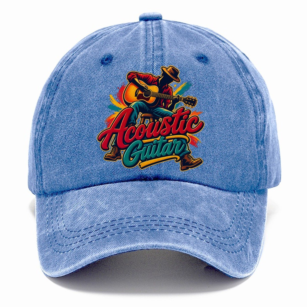 Acoustic Guitar Wordmark Music Instruments Classic Cap – Summer Sky