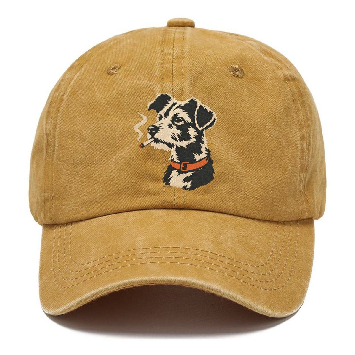 Smoking Terrier with Orange Collar Classic Cap – Golden Harvest