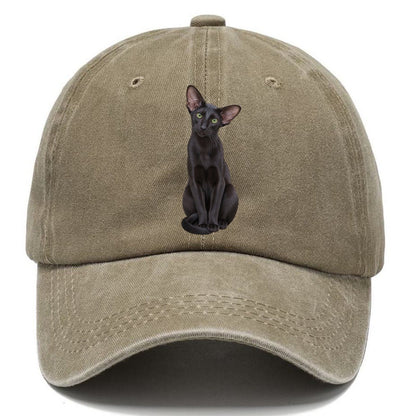 Oriental Shorthair Seated Portrait Realistic Cat Portrait Classic Cap – Warm Sand