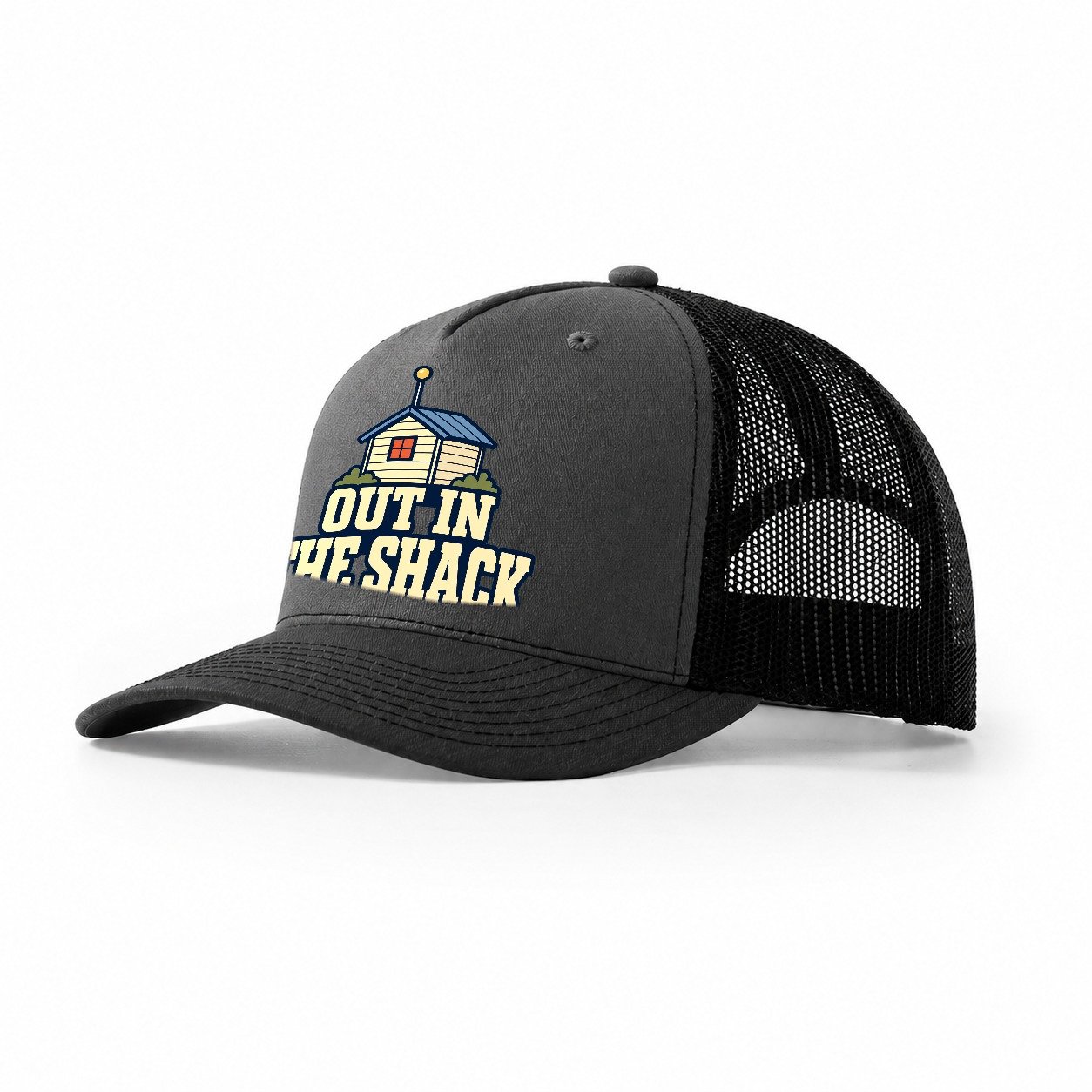 Out In The Shack Amateur Radio Trucker Hat – Dark Grey Black