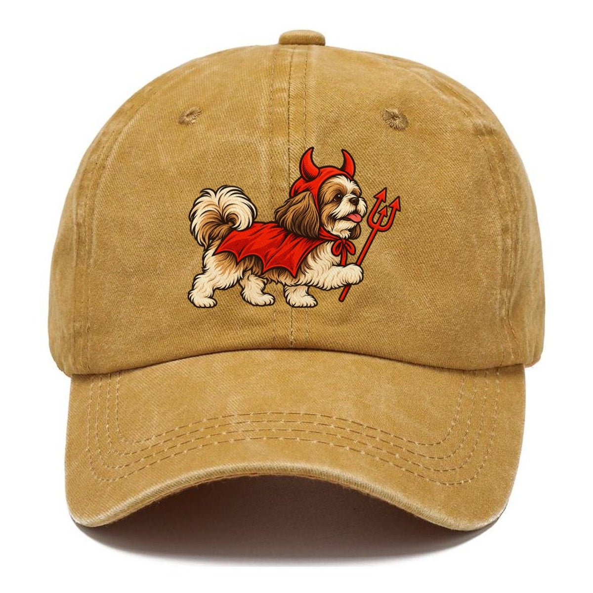 One Shih Tzu In Halloween Costume Little Devil With Horns And A Pitchfork Prop Halloween Dog Parade Classic Cap – Golden Harvest
