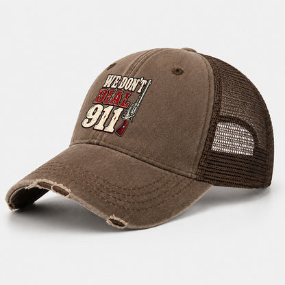 Frontier Letterpress We Don't Dial 911 Washed Trucker Hat – Coffee