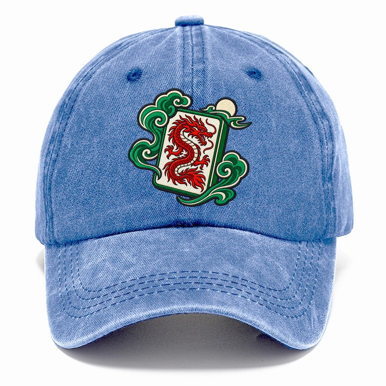 Red Dragon Mahjong Game Night Classic Cap – Summer Sky