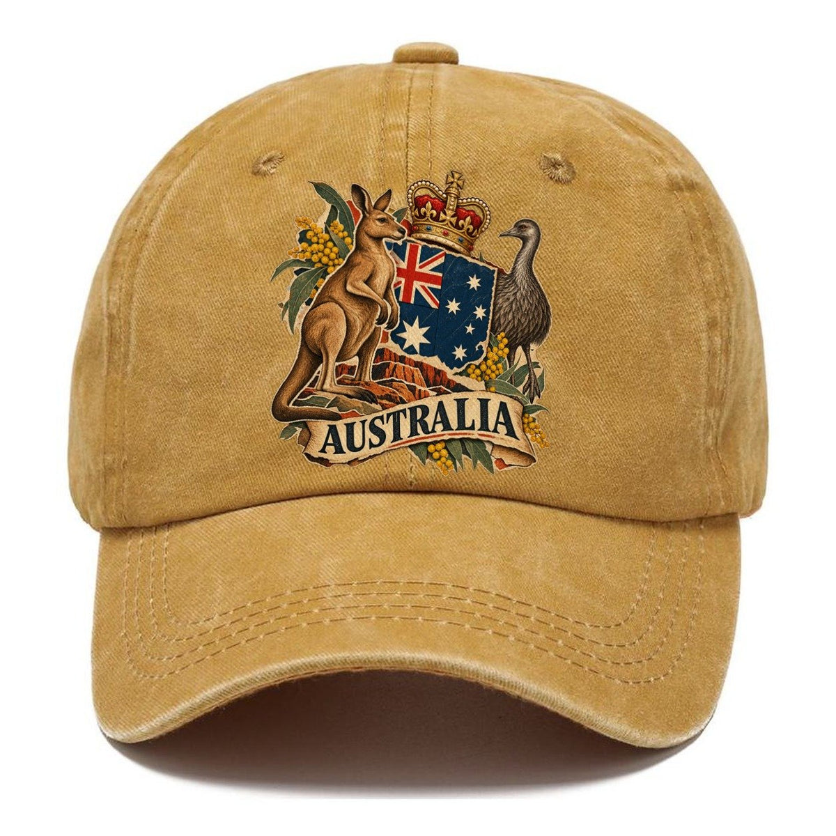 Australia Kangaroo and Emu Crest Classic Cap – Golden Harvest