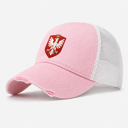 Poland White Eagle Washed Trucker Hat – Light Pink
