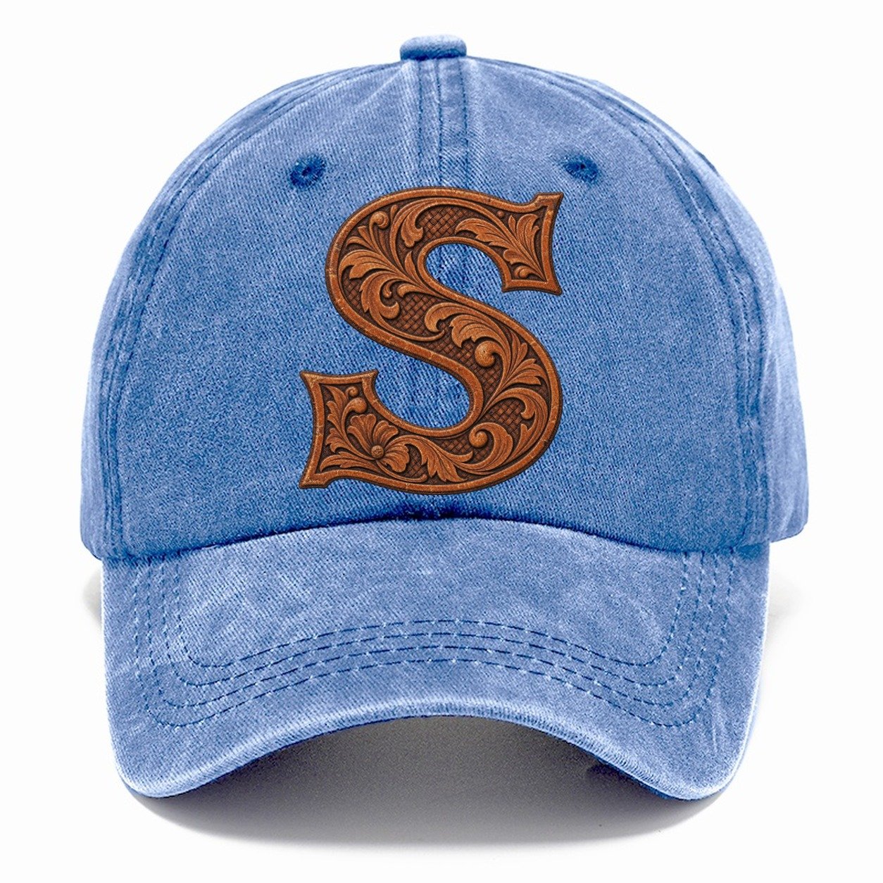 Tooled Leather S Monogram Classic Cap – Summer Sky