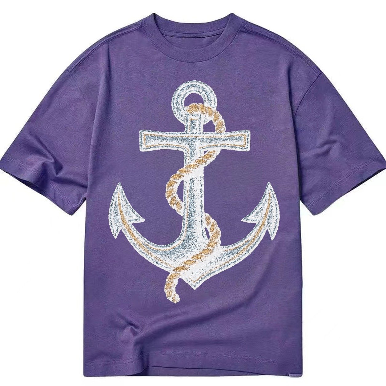Anchor And Rope Nautical Illustration Classic T-shirt – Purple