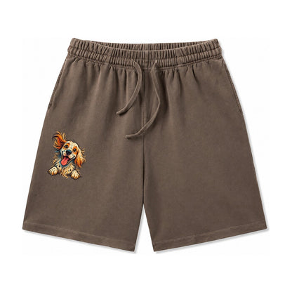 English Springer Spaniel Washed Shorts – Coffee