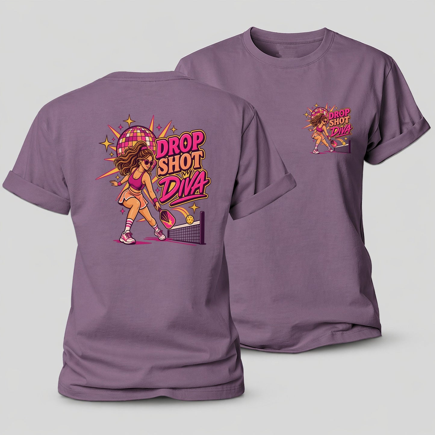 Drop Shot Diva Pickleball Life Women's Cotton T-Shirt – Purple