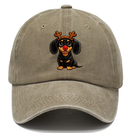 Dachshund Reindeer Costume Classic Cap – Warm Sand