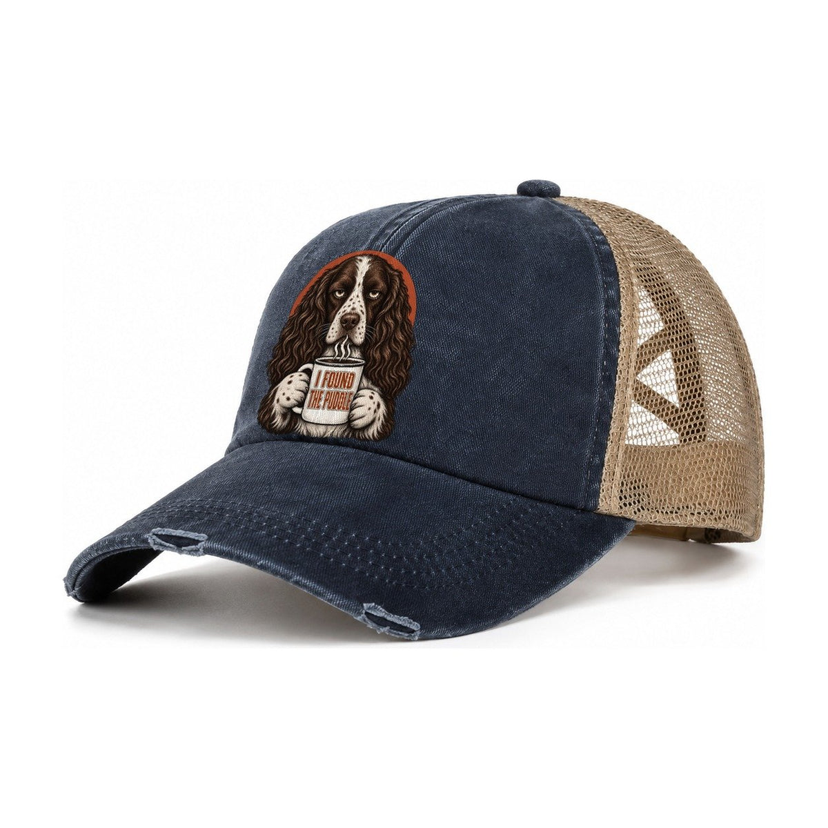 English Springer Spaniel Mug Truths Dog Mug Truths Women's Ponytail Trucker Hat – Navy Khaki