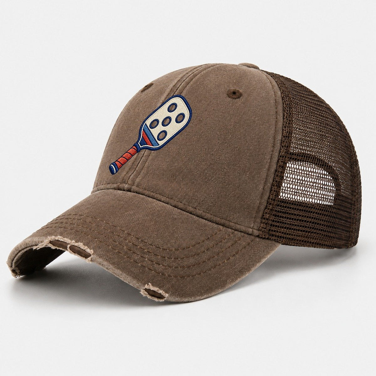 Pickleball Paddle Tiny Solo Marks Washed Trucker Hat – Coffee