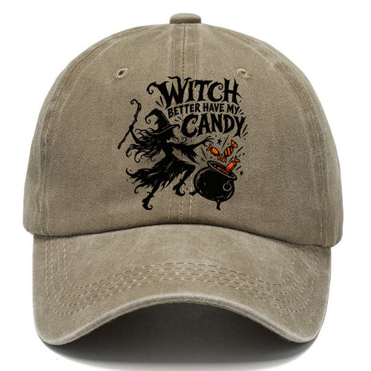 Witch Better Have My Candy Slogan Witch Magic Classic Cap – Warm Sand