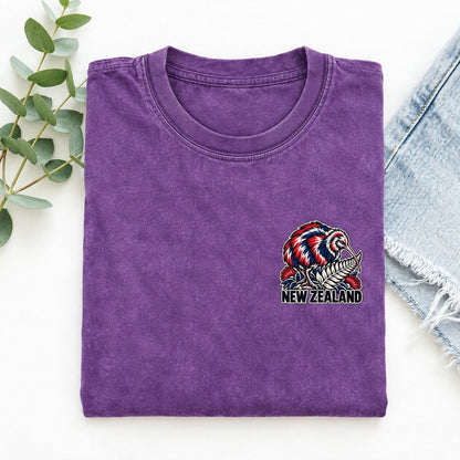 New Zealand Country Pride Left Chest Vintage T-shirt – Purple