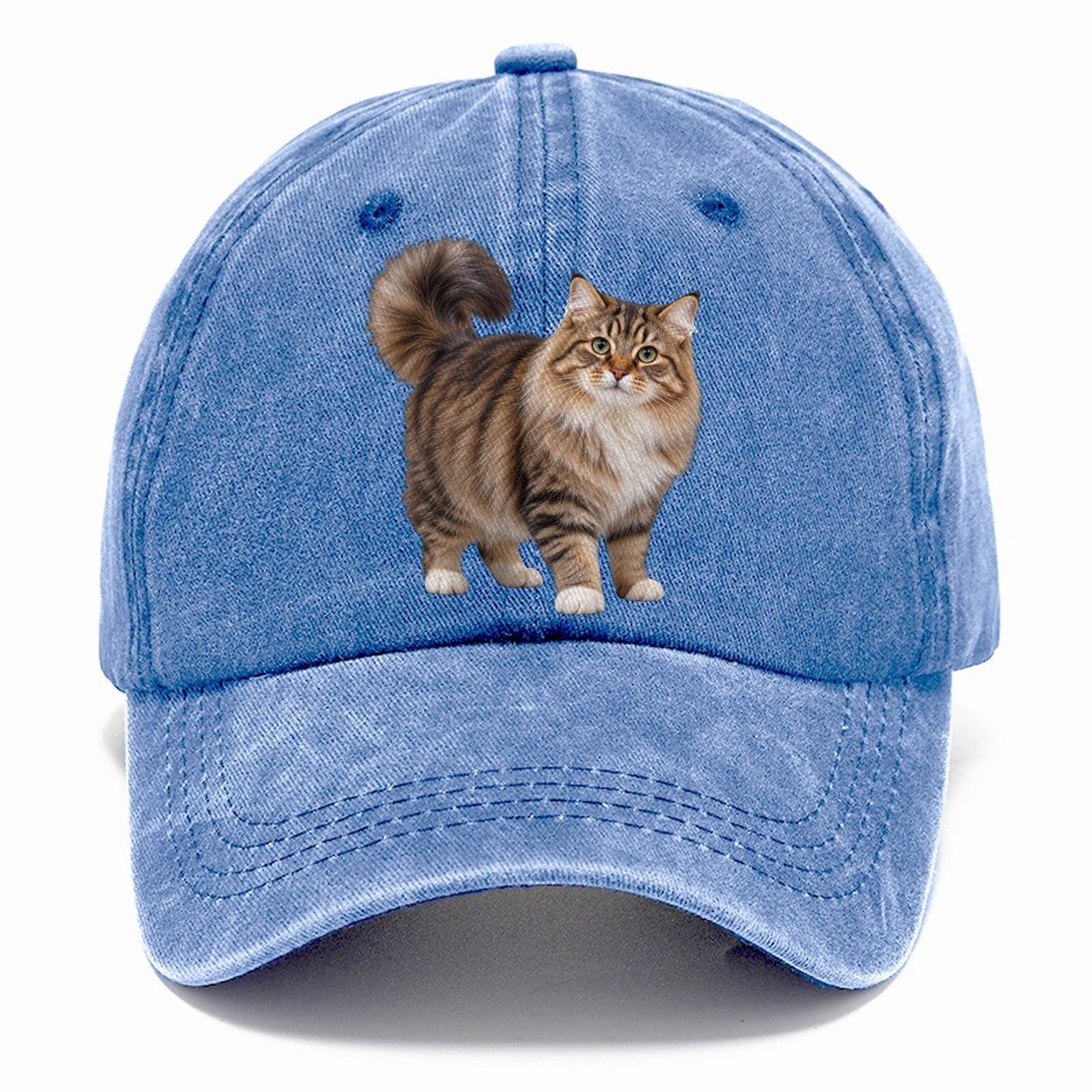 Siberian Standing Three Quarter Realistic Cat Portrait Classic Cap – Summer Sky