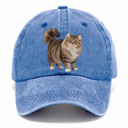 Siberian Standing Three Quarter Realistic Cat Portrait Classic Cap – Summer Sky