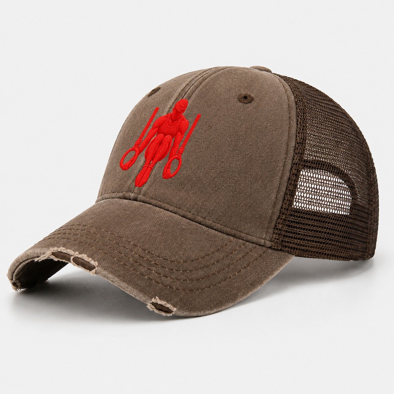 Gymnast Ring Support Tuck Micro Motion Mark Washed Trucker Hat – Coffee