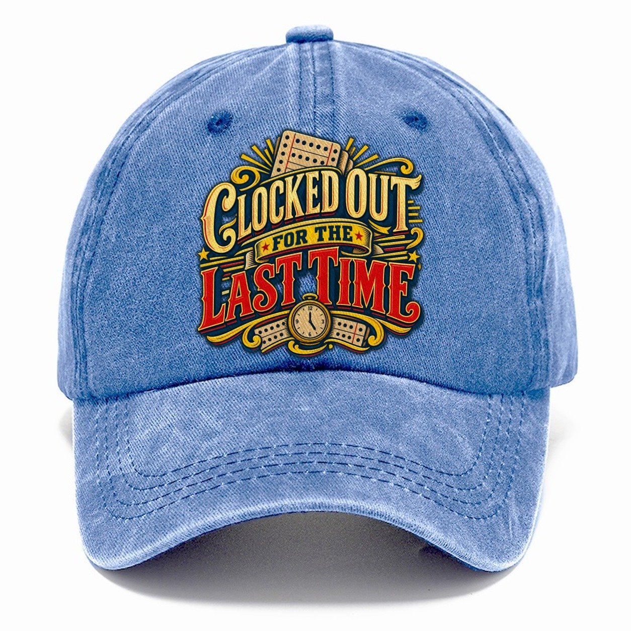 Clocked Out For The Last Time Retired Living Classic Cap – Summer Sky