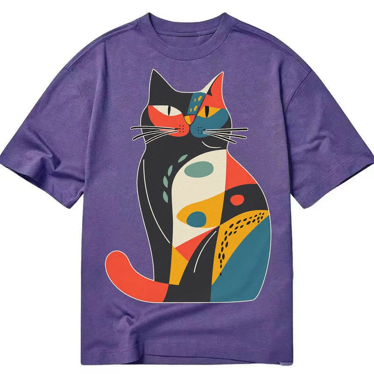Abstract Elegance Colorful Cat Classic T-shirt – Purple