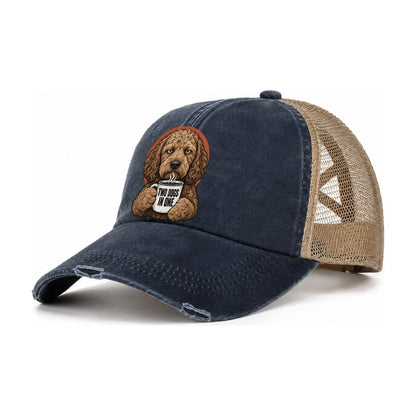Labradoodle Mug Truths Dog Mug Truths Women's Ponytail Trucker Hat – Navy Khaki