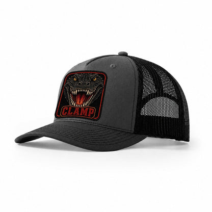 Alligator Clamp Badge Trucker Hat – Dark Grey Black