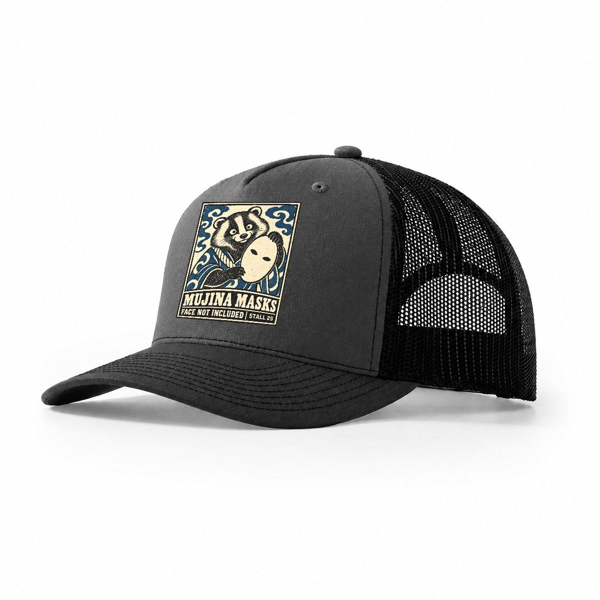 Mujina Masks Yokai Night Market Trucker Hat – Dark Grey Black