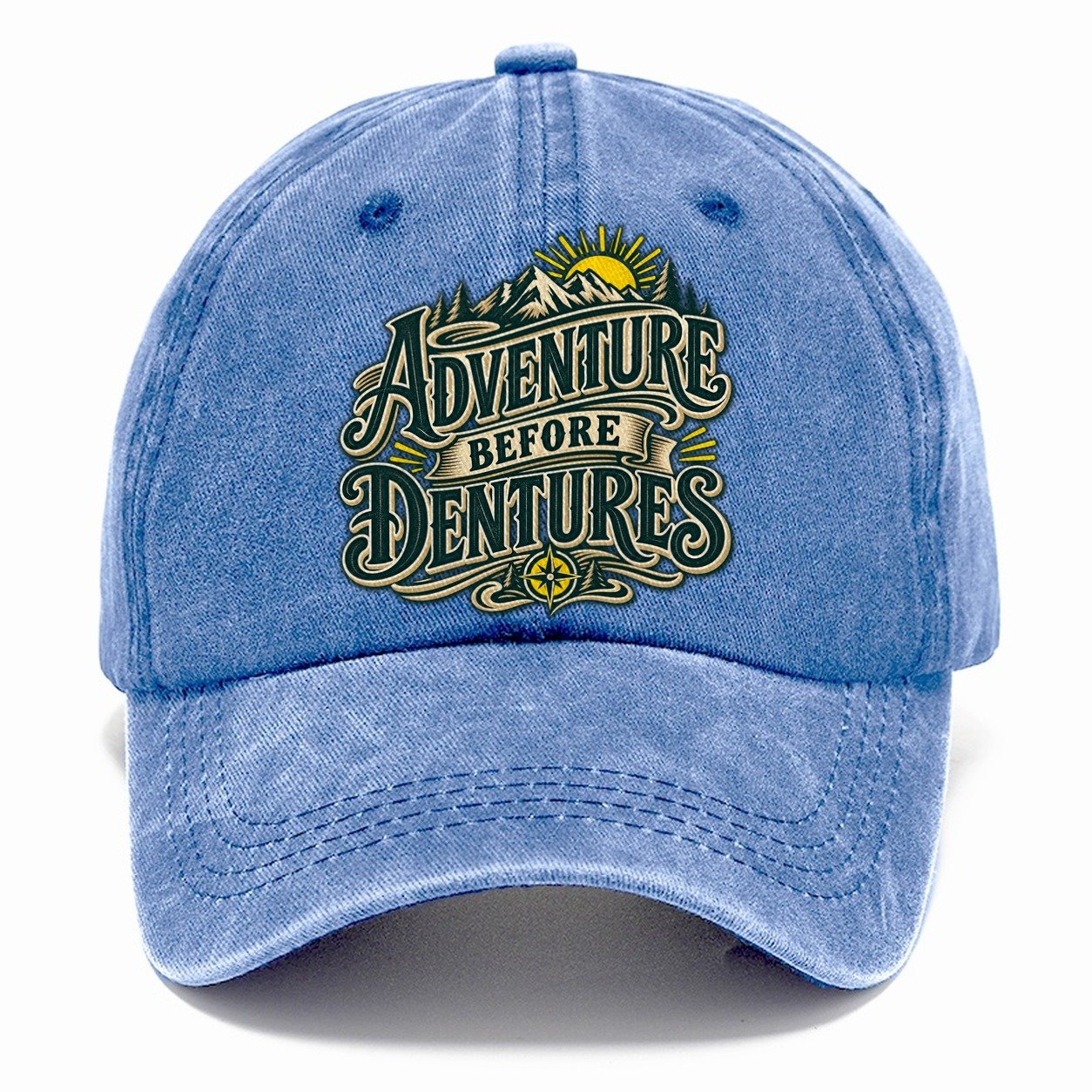 Adventure Before Dentures Retired Living Classic Cap – Summer Sky