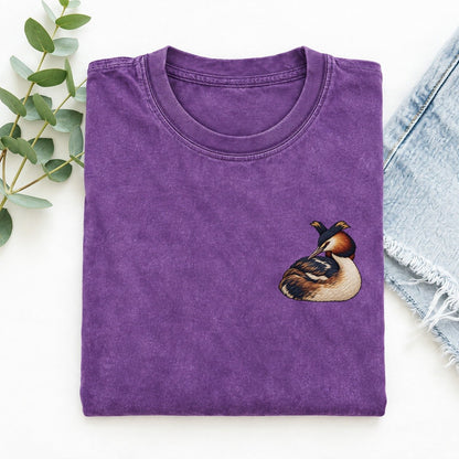 Grebe Collar Turn Left Chest Thread Signatures II Left Chest Vintage T-shirt – Purple
