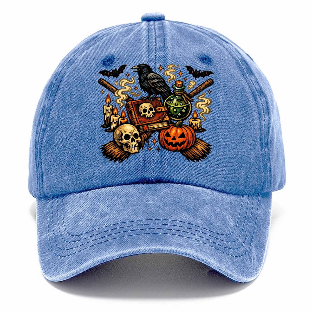 Vintage Witch Spellbook Raven Classic Cap – Summer Sky