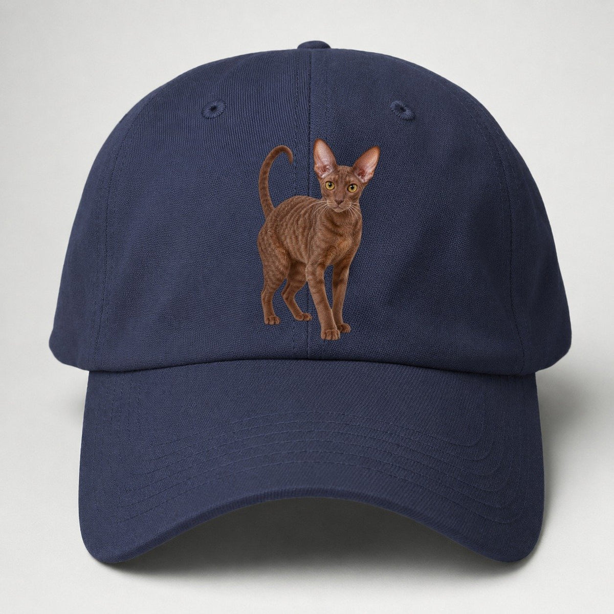 Cornish Rex Standing Three Quarter Realistic Cat Portrait Baseball Cap – Twilight Navy