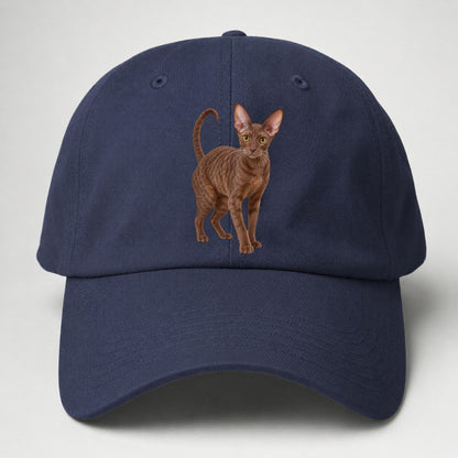 Cornish Rex Standing Three Quarter Realistic Cat Portrait Baseball Cap – Twilight Navy