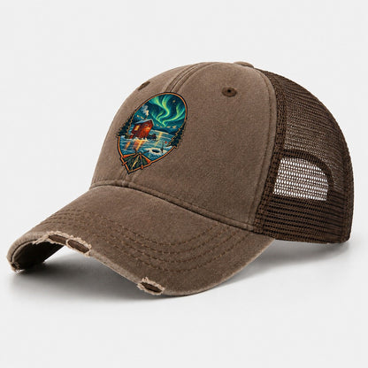 Northern Ice Shack Night Fishing Club Washed Trucker Hat – Coffee